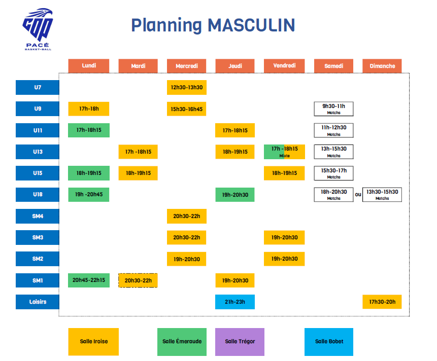 Planning des entrainements